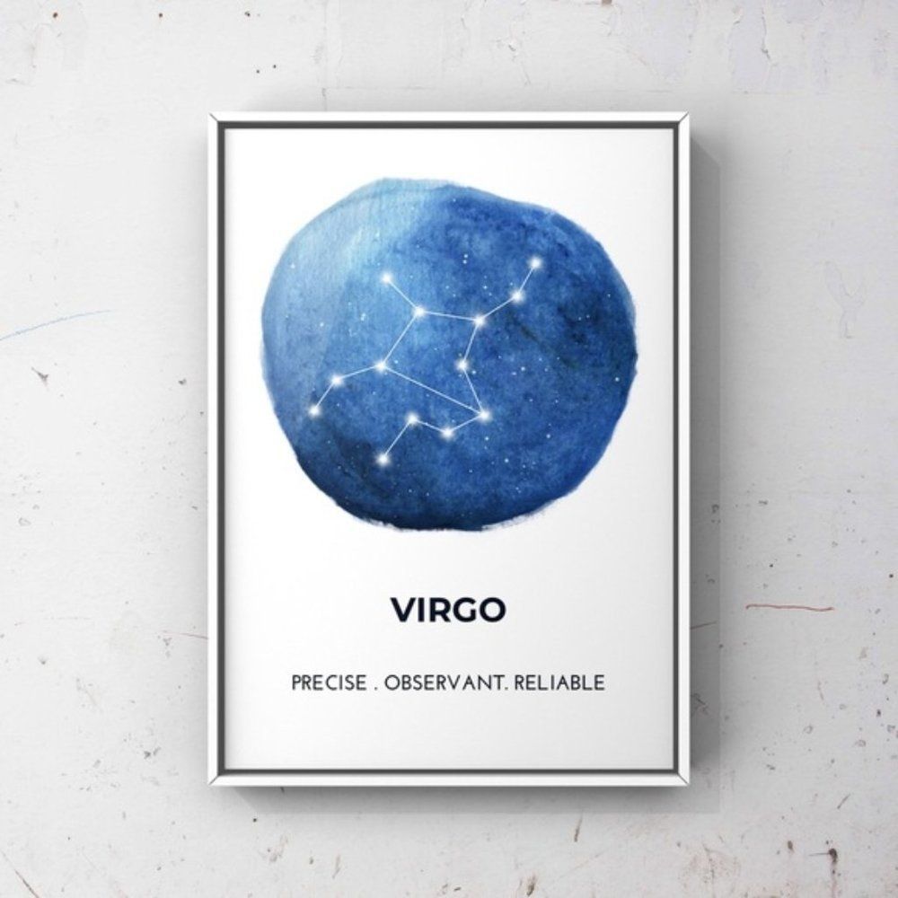 Virgo zodiac sign constellation blue art print